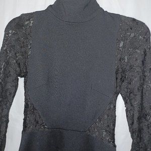 NASTY GAL BLACK LACE MOCK NECK BODYCON DRESS